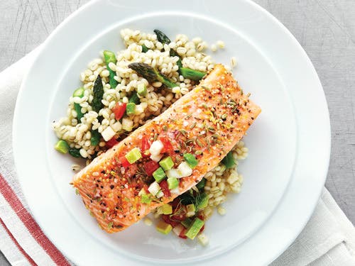 Fennel, Mustard & Lemon-Crusted Salmon with Avocado Salsa recipe