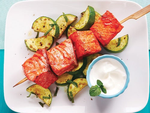 Image placeholder title Baked Tandoori Salmon Skewers recipe