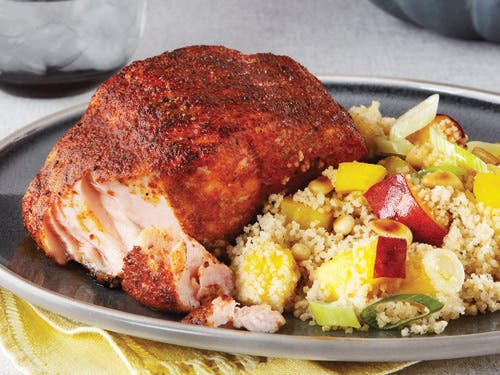 Moroccan Salmon with Nectarine Couscous recipe