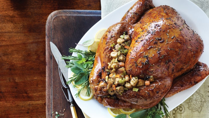 Pomegranate-Glazed Stuffed Roast Turkey Roast turkey recipe