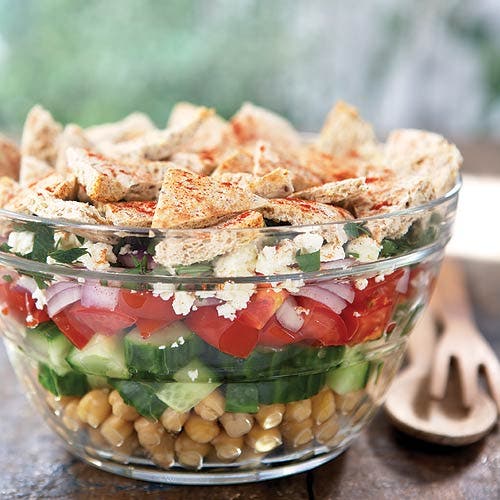 Greek Salad with Baked Pita Recipe