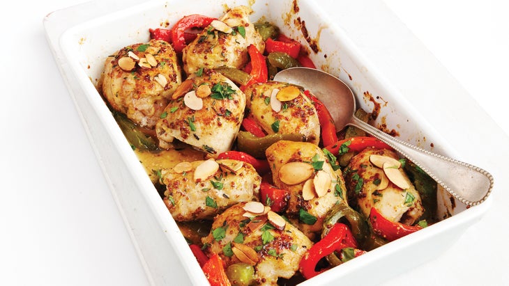 Honey-Mustard Chicken Thighs Healthy honey-mustard chicken thighs recipe