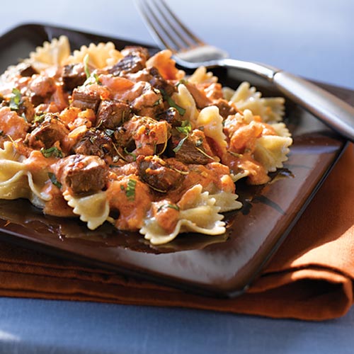 SteakFarfallePasta_article Steak & Farfalle Pasta with Creamy Tomato Sauce recipe