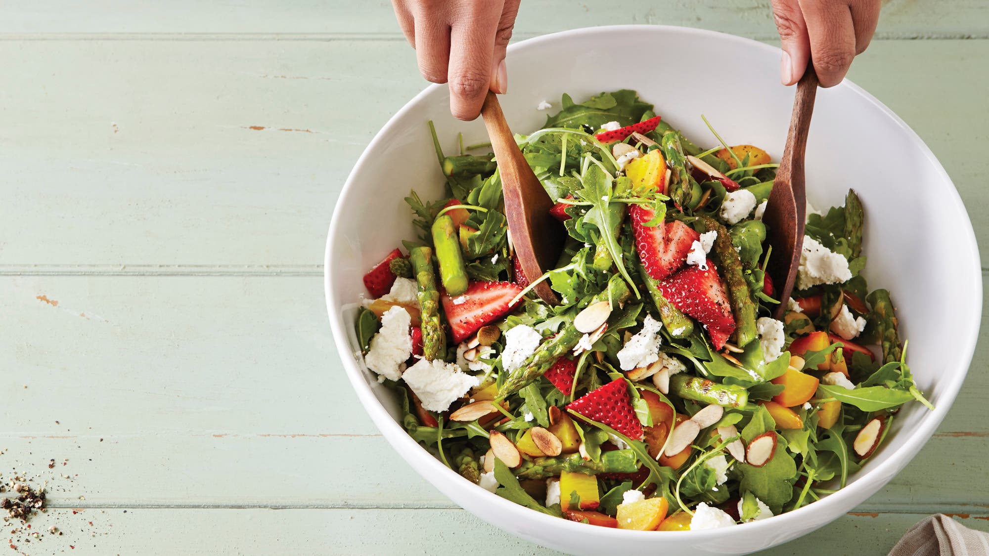 The Laguna Green With Asparagus, Strawberies & Orange Tarragon Vinaigrette The Laguna Green With Asparagus, Strawberies & Orange Tarragon Vinaigrette