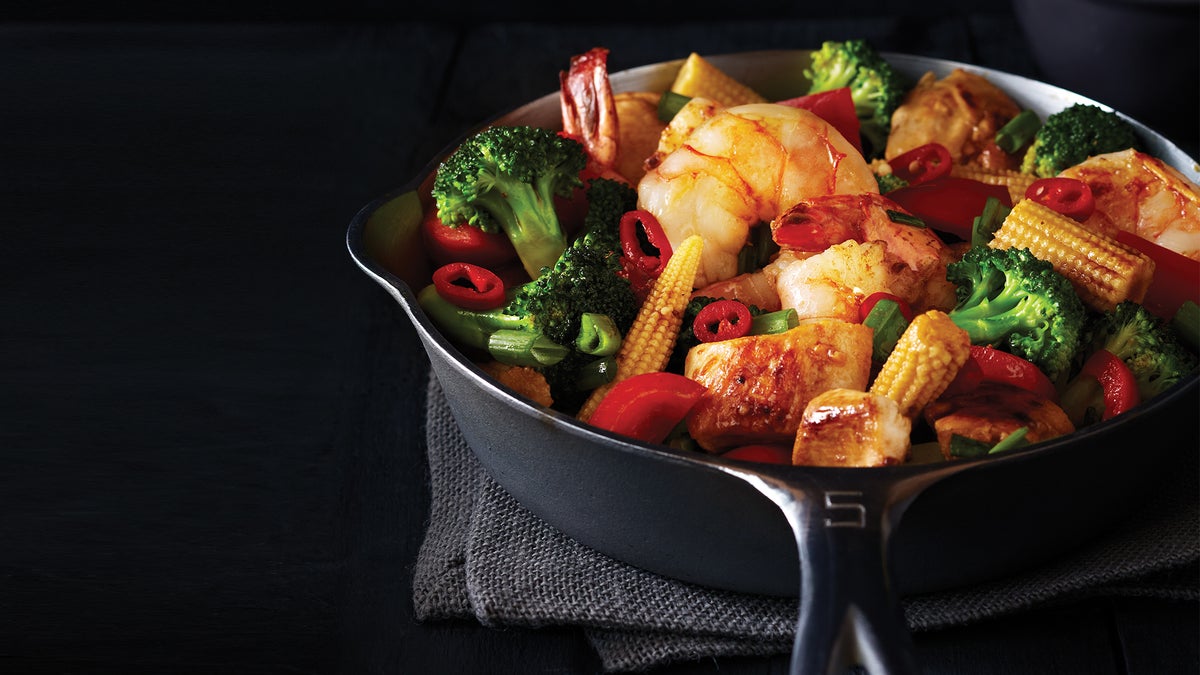 Teriyaki-Glazed Chicken & Shrimp Stir-Fry - Clean Eating Magazine