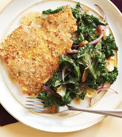 Herbed Turkey Scallopine with Lemon Dijon Kale image None