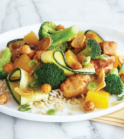 Orange Chicken Stir-Fry with Crispy Garlic Dressing image None