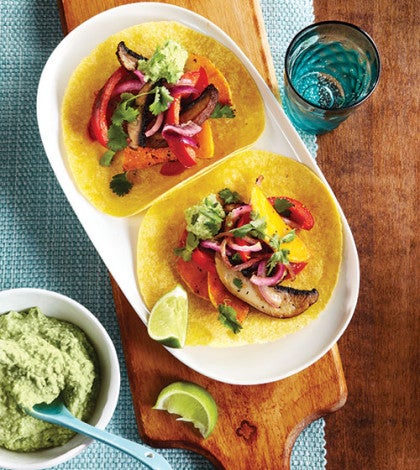 Roasted Vegetable Tacos with Edamame Guacamole image None