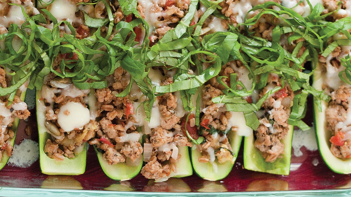 Turkey & Farro Zucchini Boats
