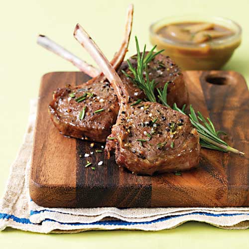 Lamb Chops With Pear & Balsamic Pan Sauce