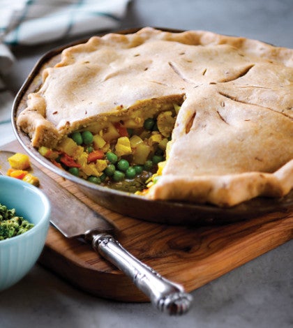 Vegetable Samosa Pie with Cilantro Almond Chutney image None