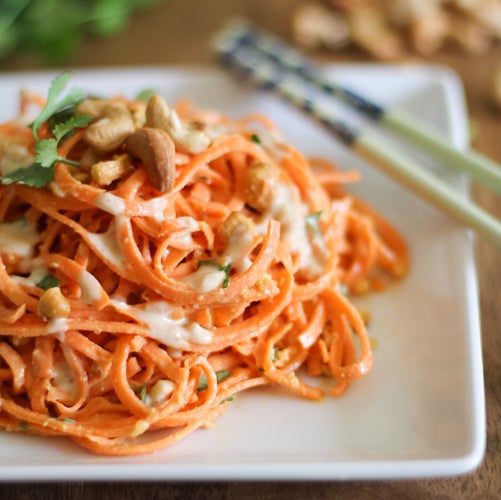 CARROT NOODLES WITH GINGER-LIME PEANUT SAUCE