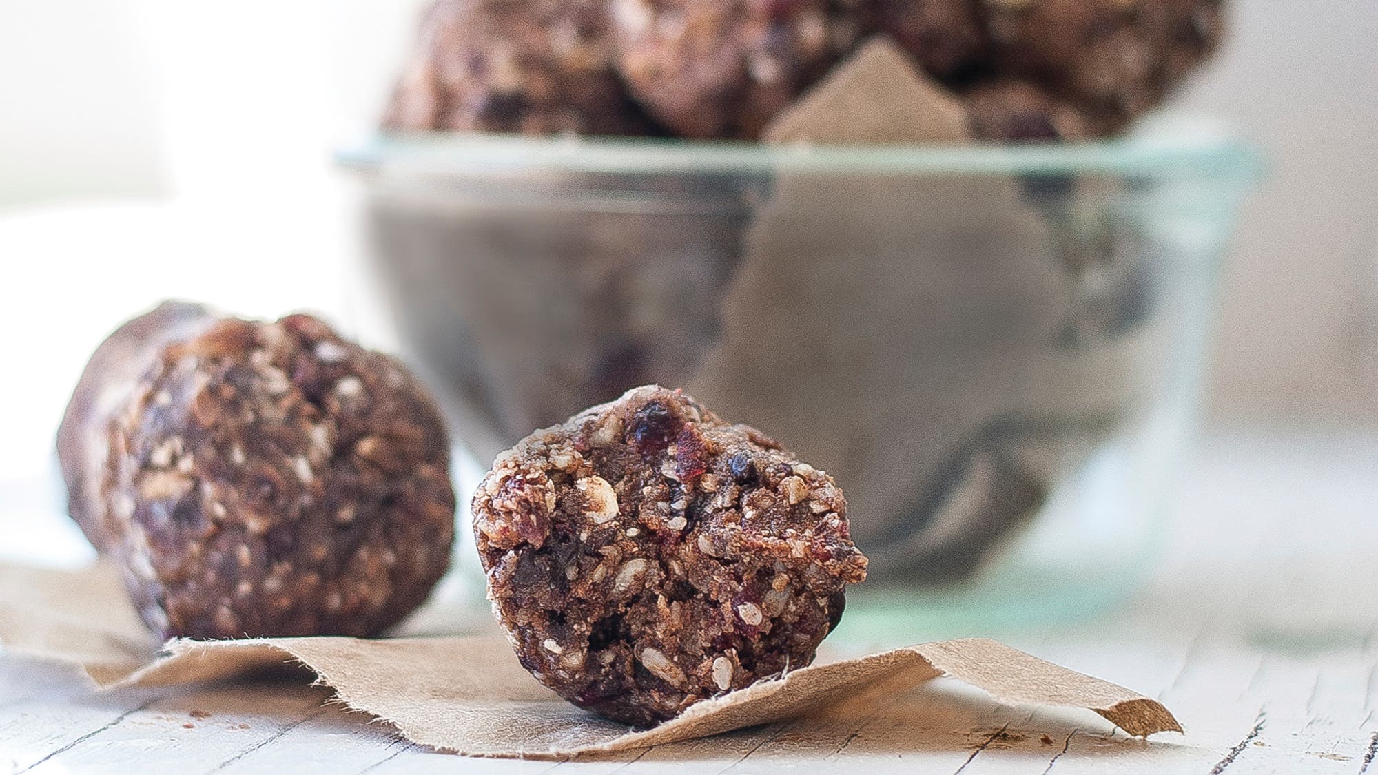 Dark Chocolate Cherry Hazelnut Energy Balls