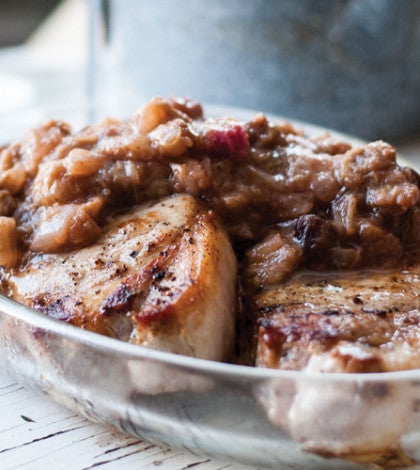 Pork Chops & Rhubarb Sauce image None