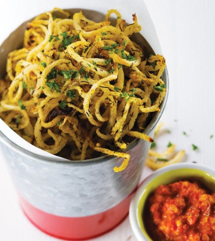Curly Jicama Fries with Romesco Dipping Sauce image None