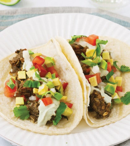 Spicy Lentil Meatball Tacos with Lime Pepita Cream image None