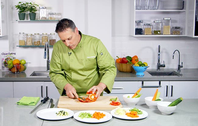 Chef James Smith demonstrates his knife skills.