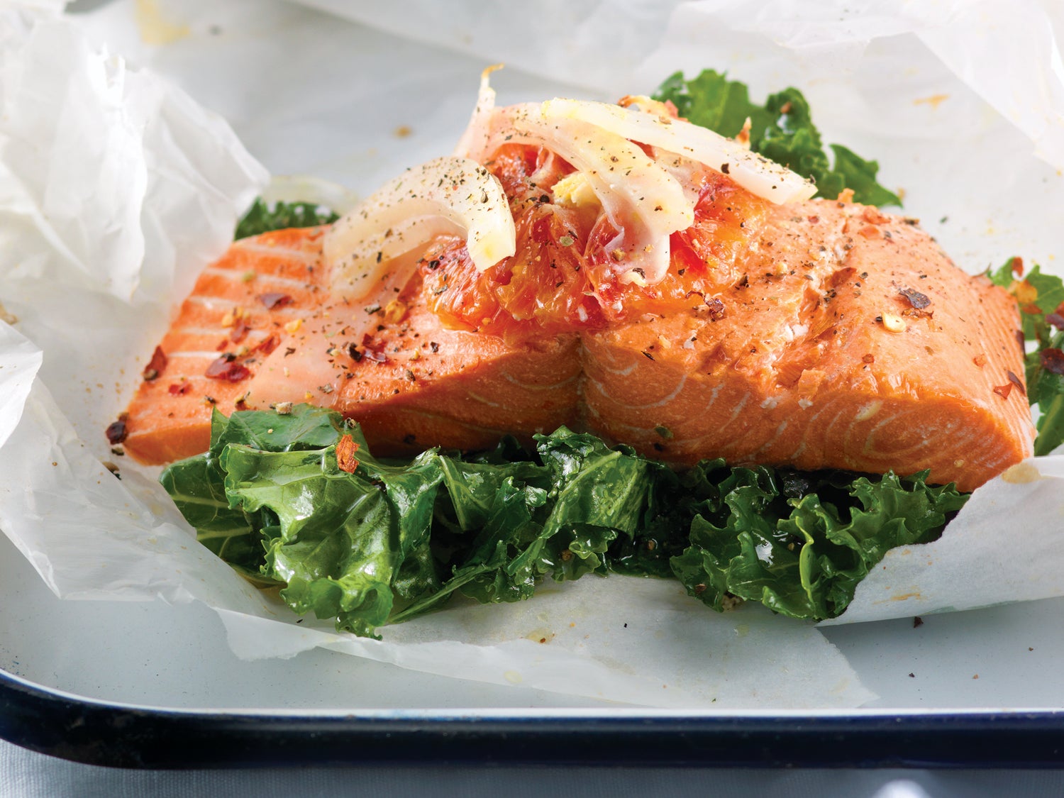 Baked Salmon en Papillote with Blood Orange and Fennel - Killing Thyme