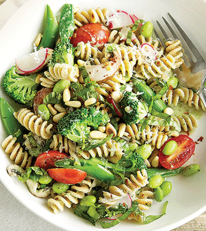 Summertime Pasta Primavera with Basil Cream Sauce image None