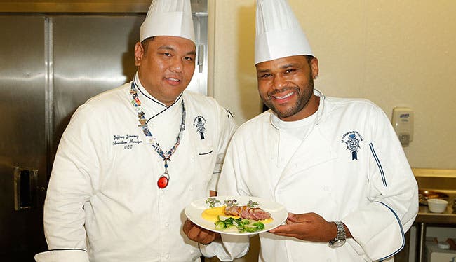 Anthony Anderson attends a private cooking lesson from Chef Jeffrey Jimenez at Le Cordon Bleu College of Culinary Arts in Pasadena, Ca on July 30, 2015