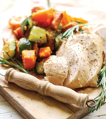 Lemon Chicken with Sautéed Squash & Sweet Potato Medley image None