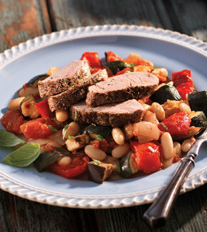 Roasted Pork Tenderloin Ratatouille with Cannellini Beans