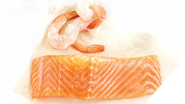 seafood, salmon, shrimp