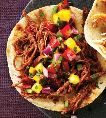 Spicy Shredded Beef Tacos with Pineapple Salsa image None