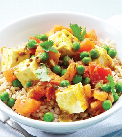 Tofu with Green Peas & Spiced Tomato Sauce image None