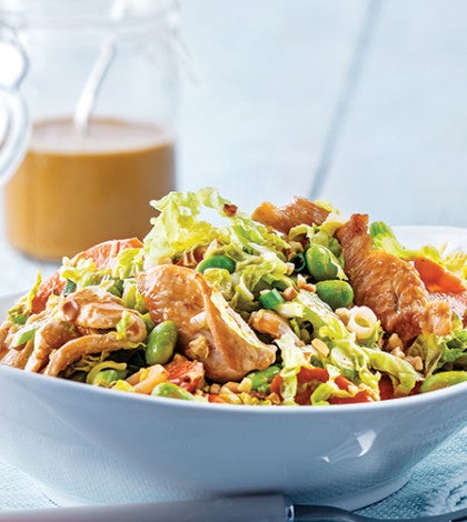 Chicken & Edamame Stir-Fry Slaw with Sriracha Peanut Vinaigrette image None