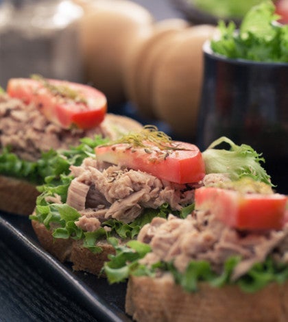 Open-Faced Tuna Sandwiches with Quick-Pickled Shallots image None