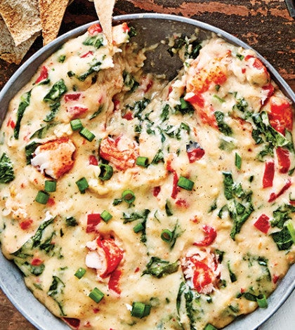 Warm Cheesy Lobster Dip with Greens image None