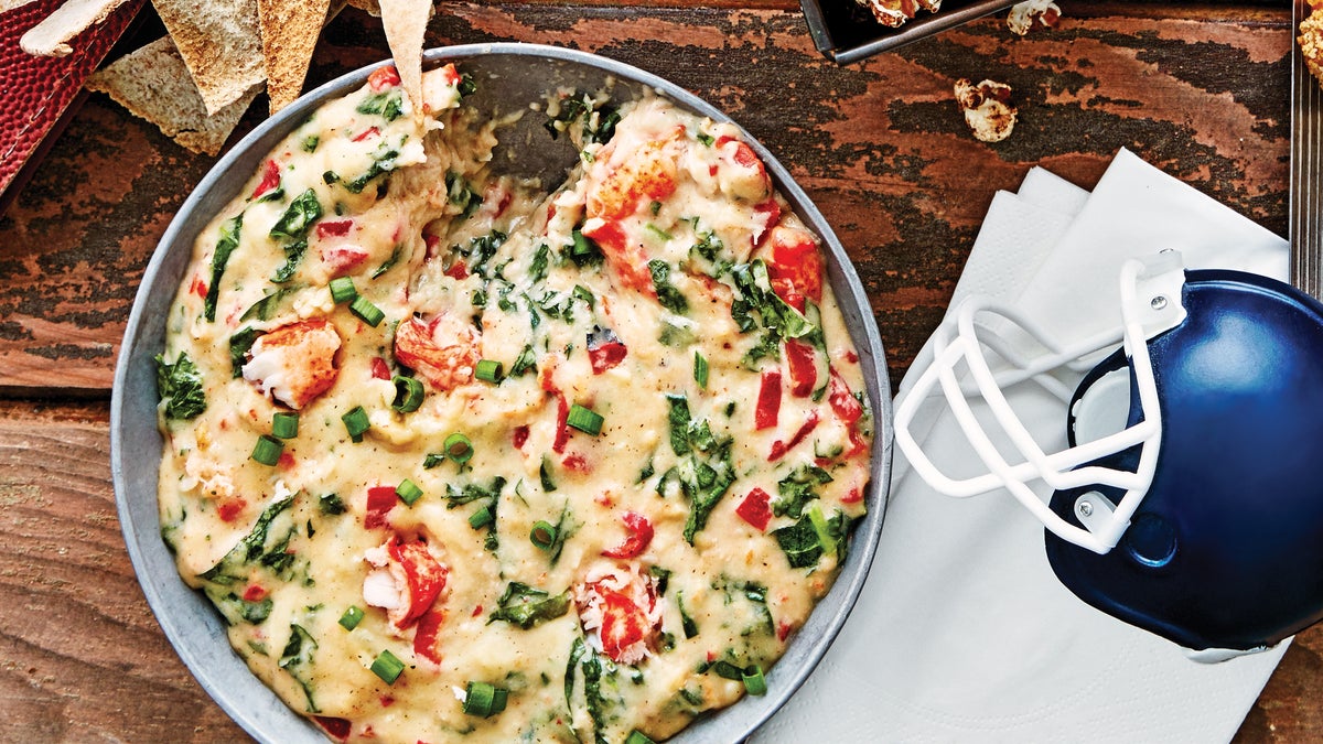 Warm Cheesy Lobster Dip with Greens Recipe Super Bowl Recipes