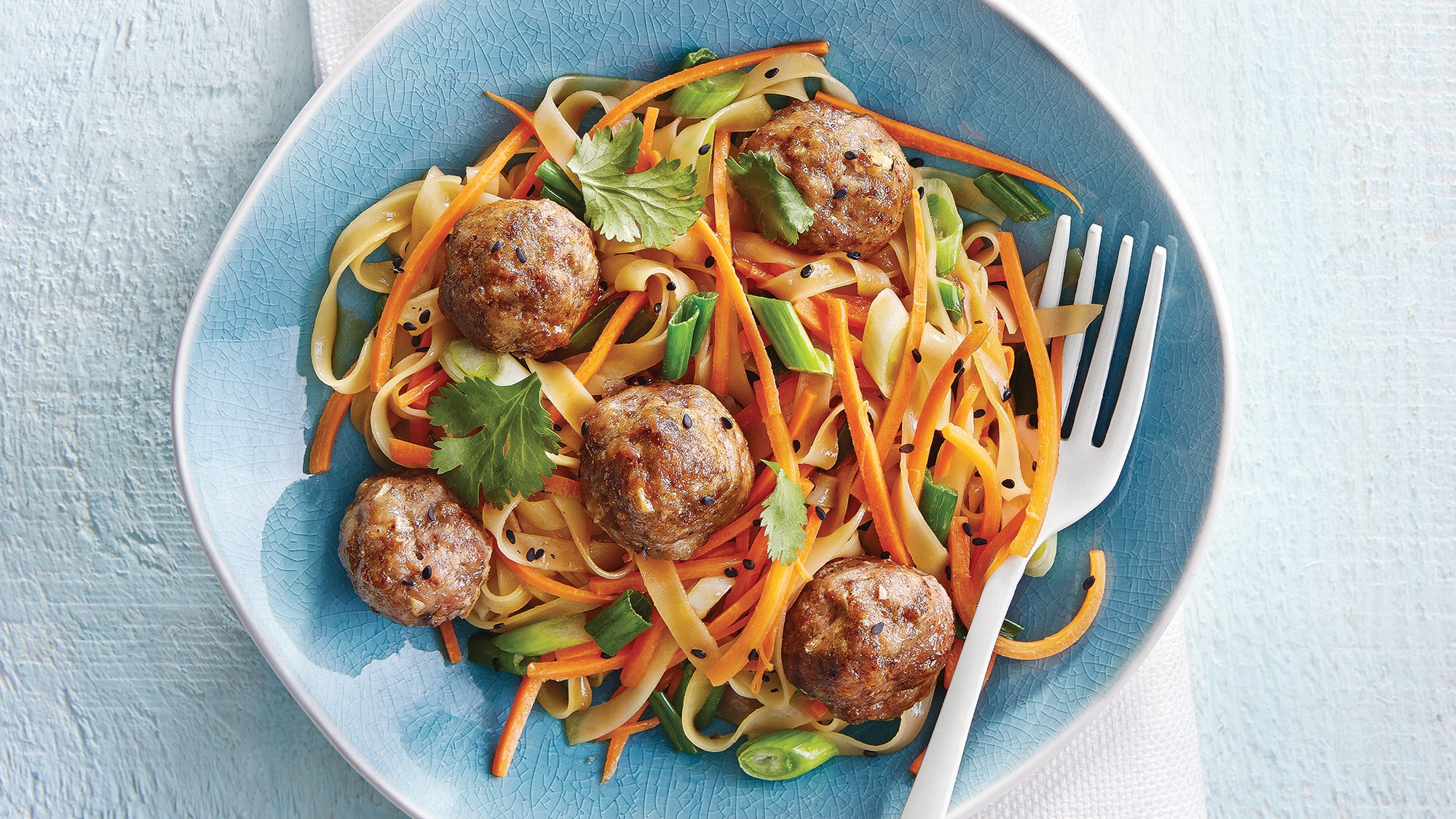 Five Spice Meatballs with Rice Noodles Honey Lime Sauce