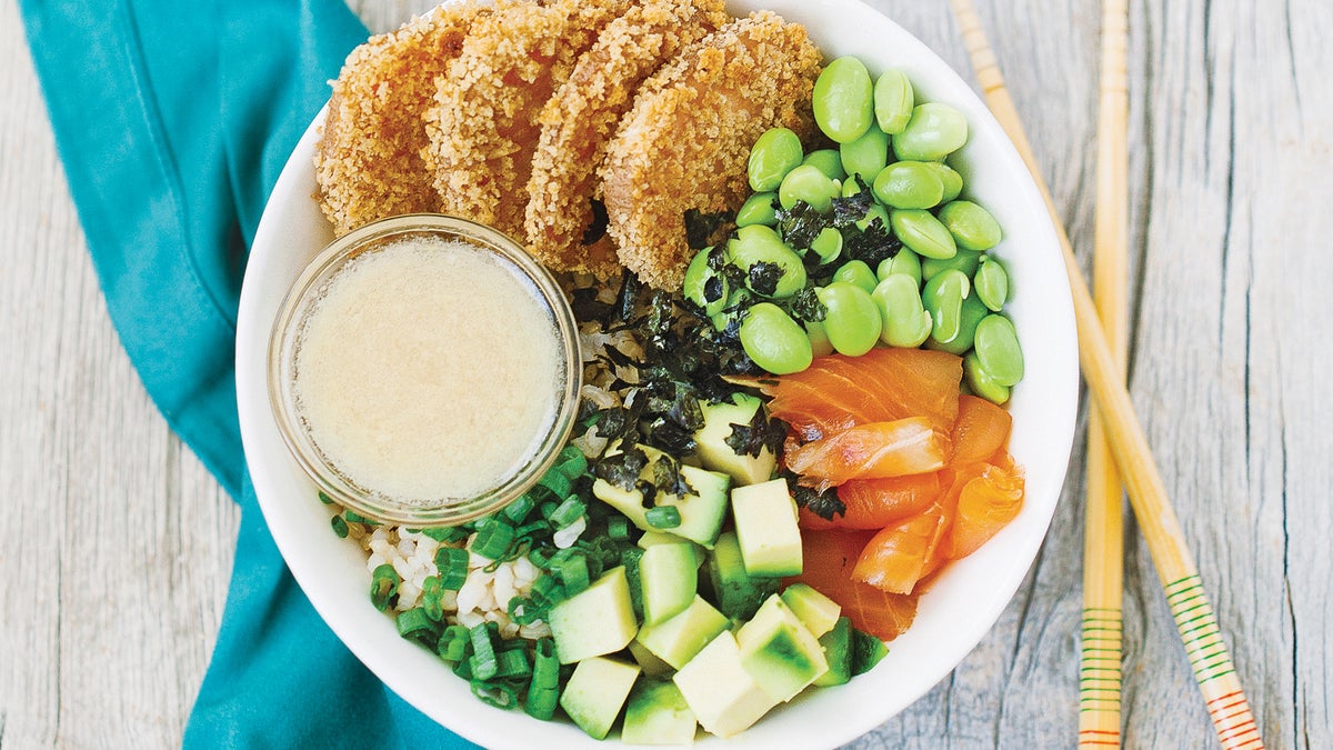 Smoked Salmon & Sweet Potato Sushi Bowls with Wasabi Dressing Recipe