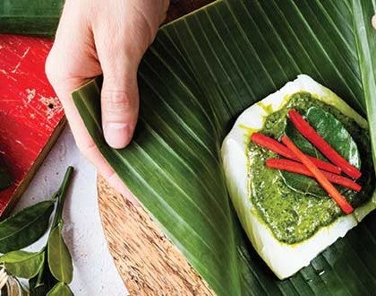 Banana Leaf–Wrapped Green Curry Fish image None