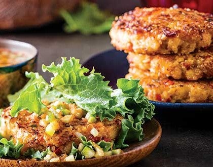 Lettuce-Wrapped Fish Cakes with Sweet-Tart Sauce image None