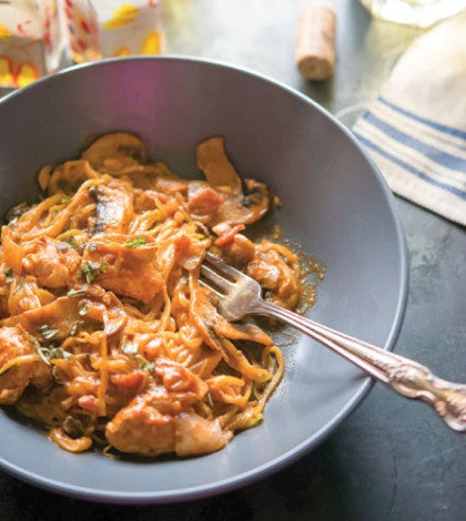 Creamy Tomato Mushroom Chicken Pasta