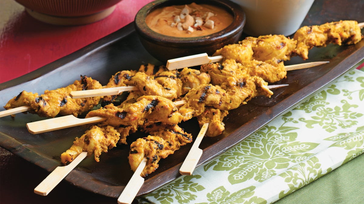 Grilled Chicken Satay with Ginger Cashew Sauce Recipe