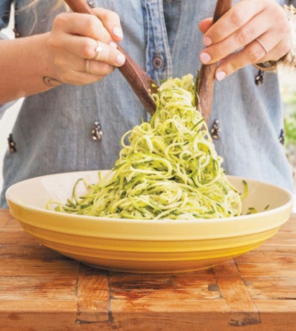 Zucchini Pasta with Almond Basil Pesto