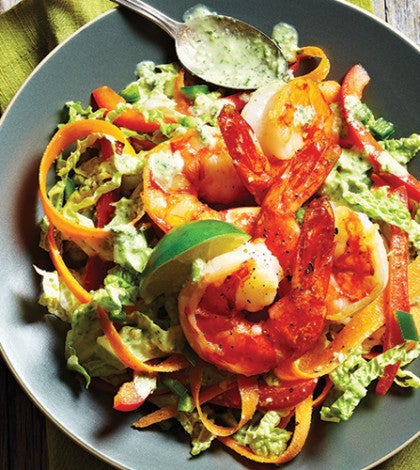 Salt & Pepper Shrimp over Jalapeño Slaw with Coconut Lime Vinaigrette image None