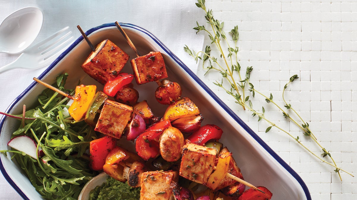 Tofu & Mushroom Bourguignon Skewers Recipe