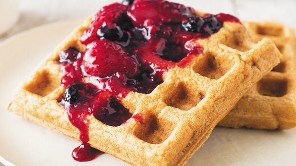 Waffles with berry sauce