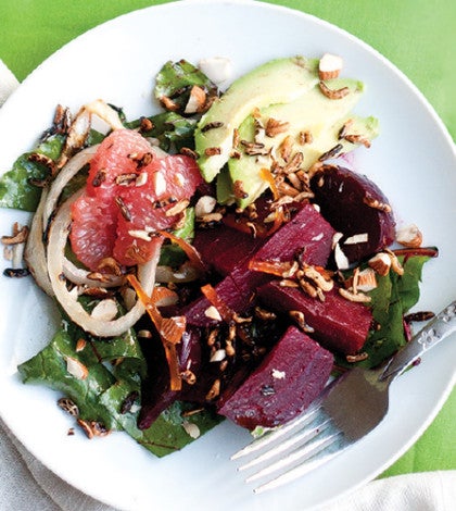 Warm Salt-Baked Beet Salad with Popped Rice & Candied Grapefruit Zest image None