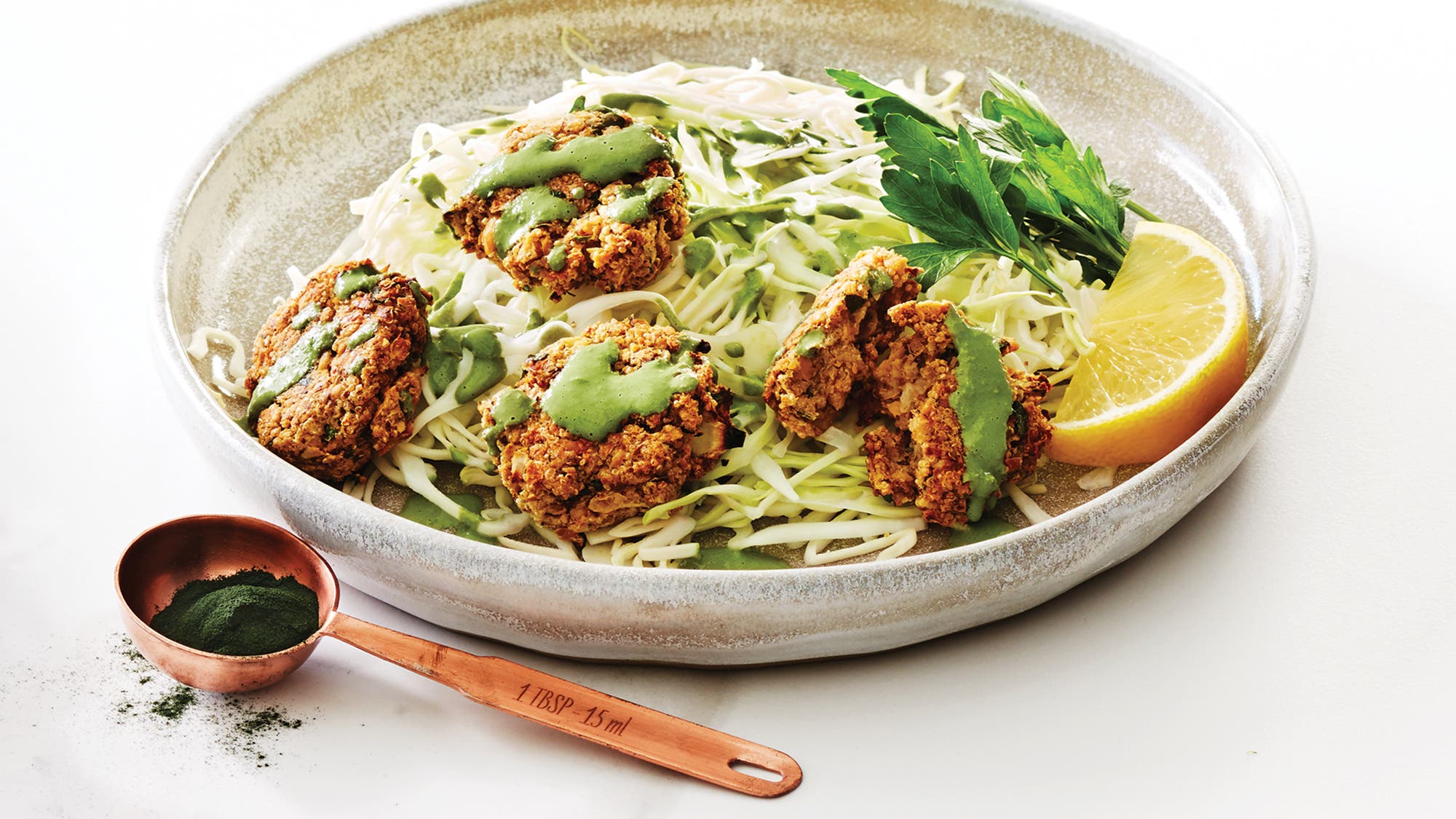 Amaranth Falafels with Green Tahini Sauce