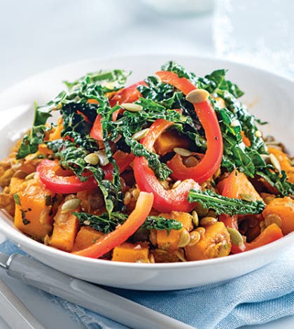 Curried Lentil & Squash Bowl with Kale & Peppers recipe