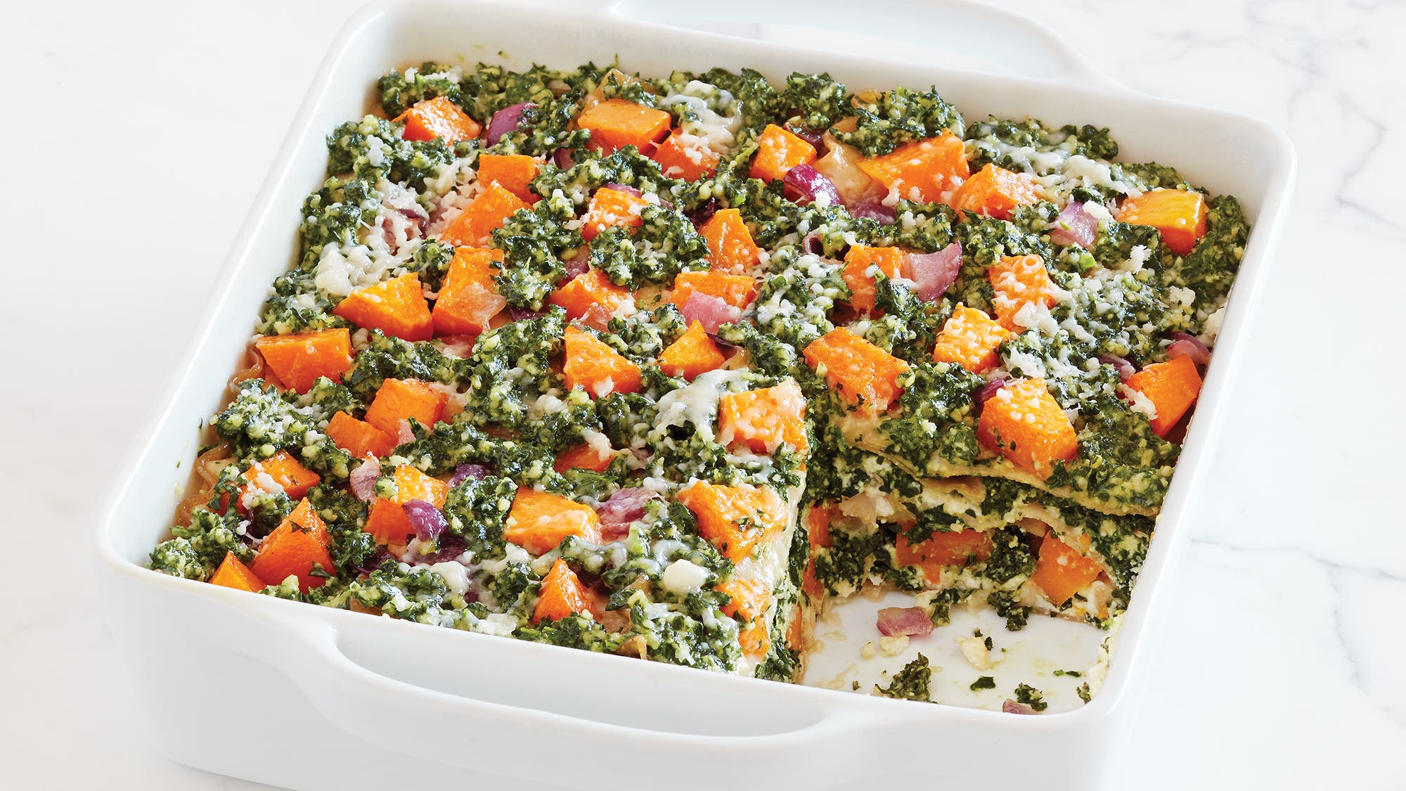 Butternut Squash Lasagna with Kale Pesto
