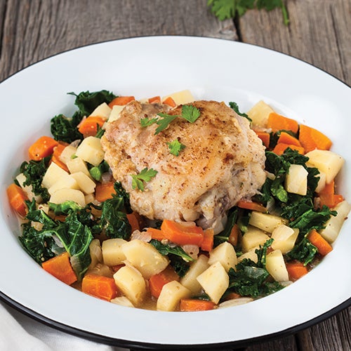 Apple Cider–Braised Chicken with Parsnips & Kale