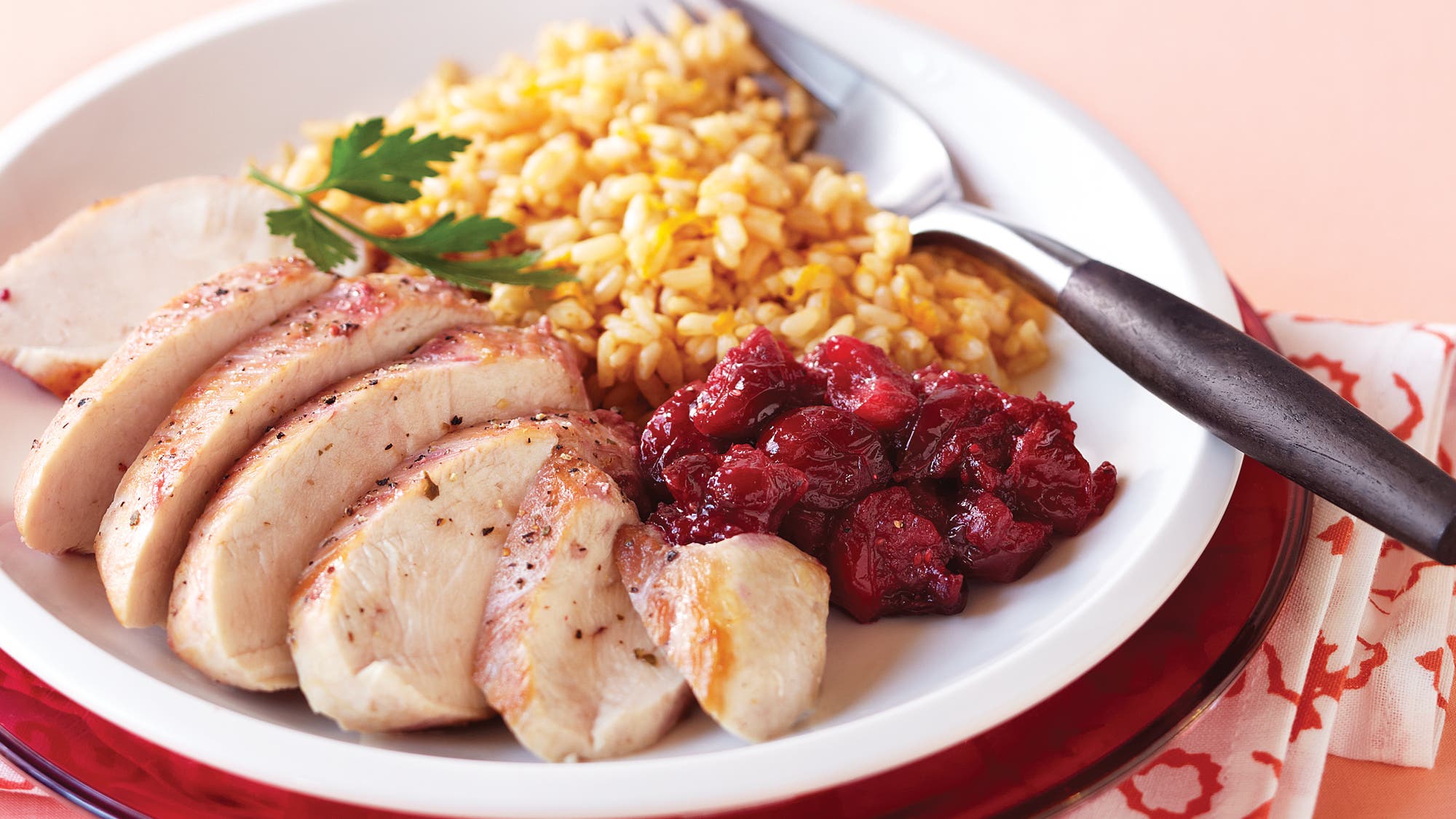 Honey-Cranberry Chicken with Orange-Paprika Rice recipe
