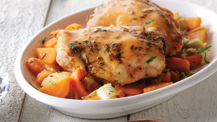 Miso Orange Glazed Chicken with Carrots and Leeks Miso Orange Glazed Chicken with Carrots and Leeks Recipe